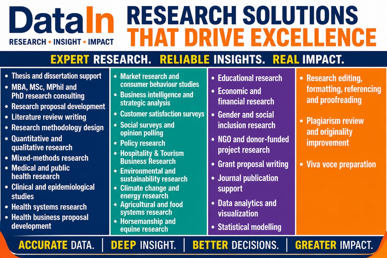 DataIn Research Solutions That Drive Excellence overview of thesis and dissertation support, market research, policy research, and publication support services